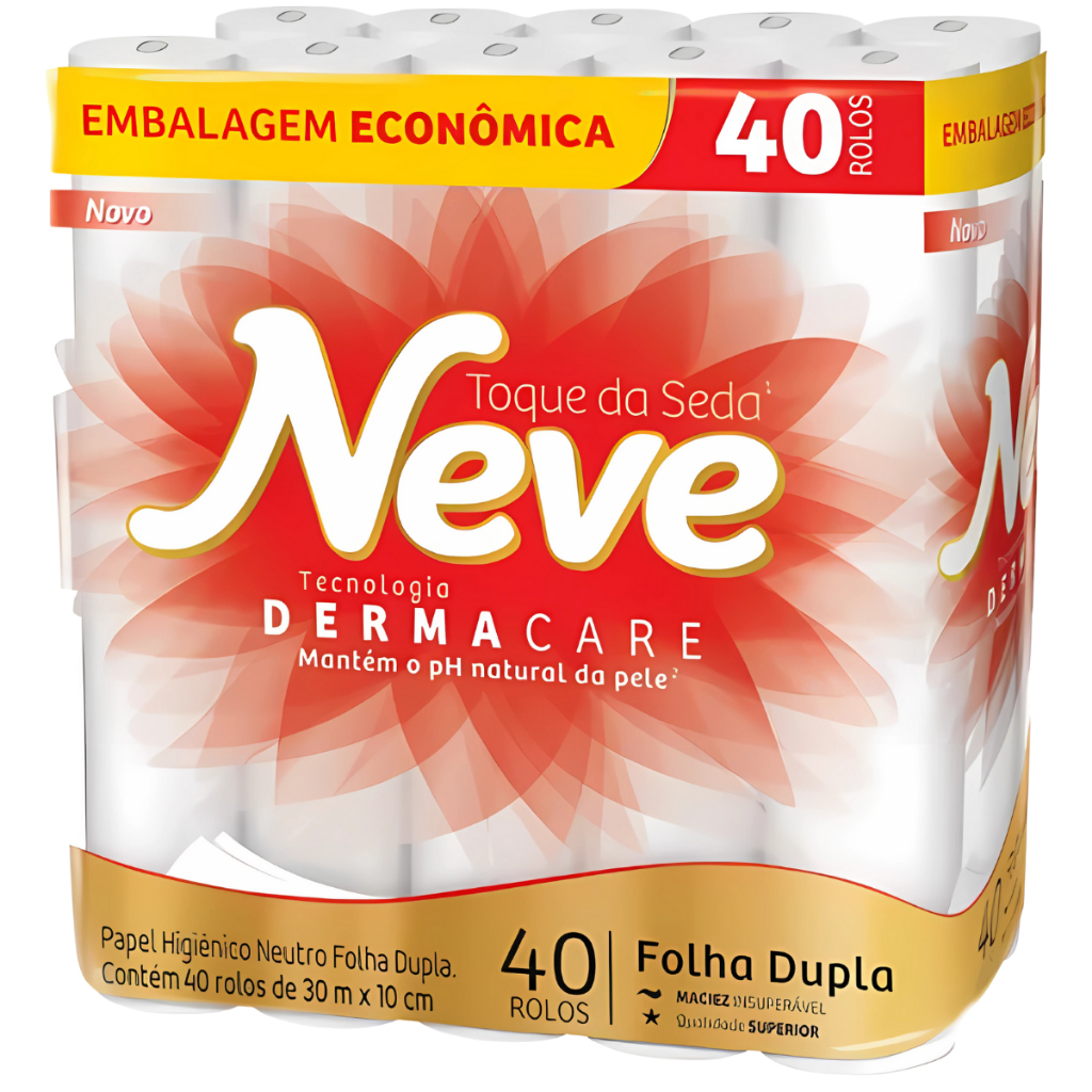 Papel Higiênico Neve Toque de Seda Folha Dupla 40 Rolos