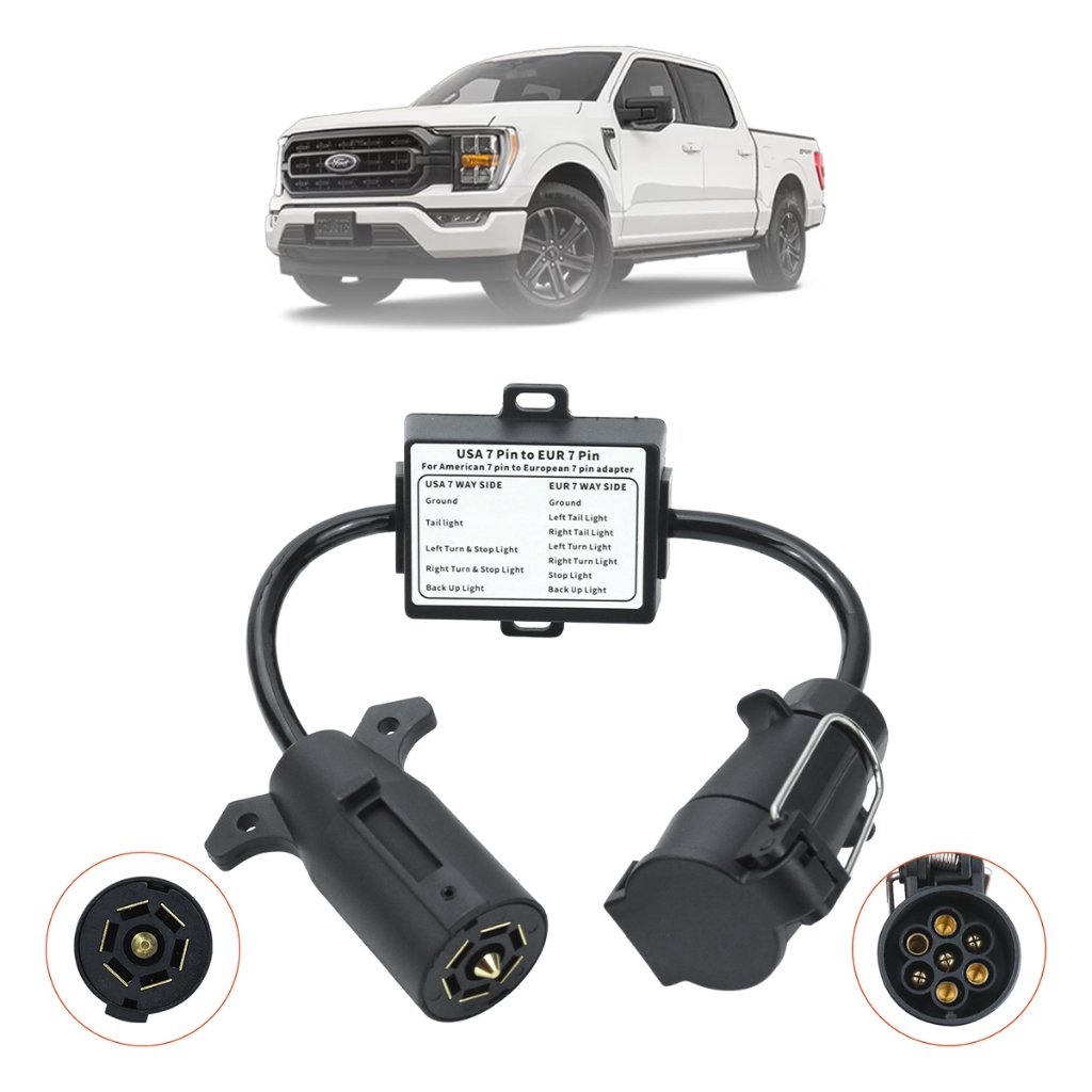 Adaptador Tomada Carretinha Ford F-150 Caminhonete 7 Polos Reboque Padrão Americano P/ Brasileiro