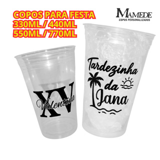Kit 100 Copos Personalizados para Festa Casamento Aniversário Eventos 300ml 400ml 500ml 700ml em Oferta na Shopee
