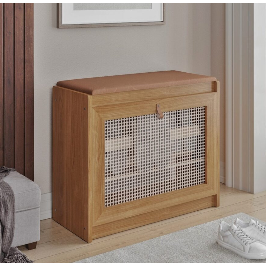 Banco Sapateira Plenitude Madeira Acento Almofadado Corino Ofertamo