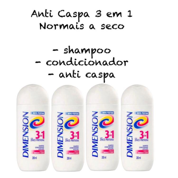 Anticaspa Shampoo Dimension 3 Em 1 Normais A Secos 200ml - Ativo Zinco Piritiona X 4 Unidades