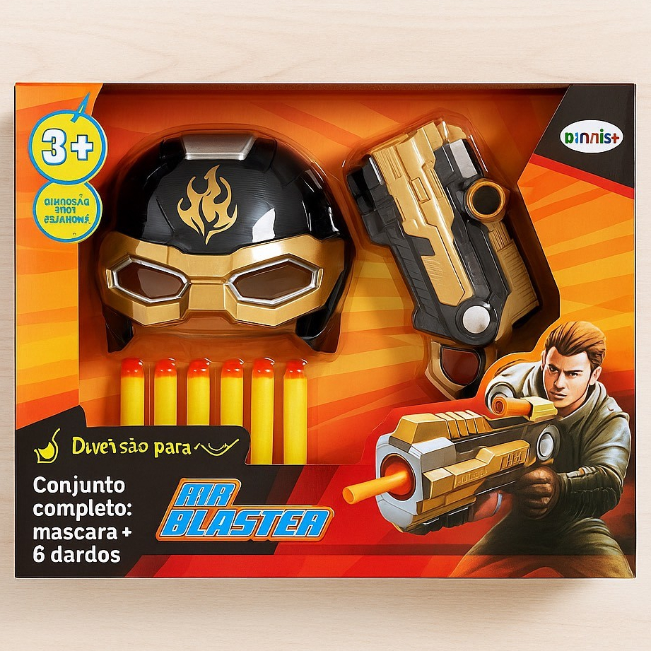 Nerf Air Blaster Com 6 Dardos e Mascara Kit Infantil Estilo Pistola