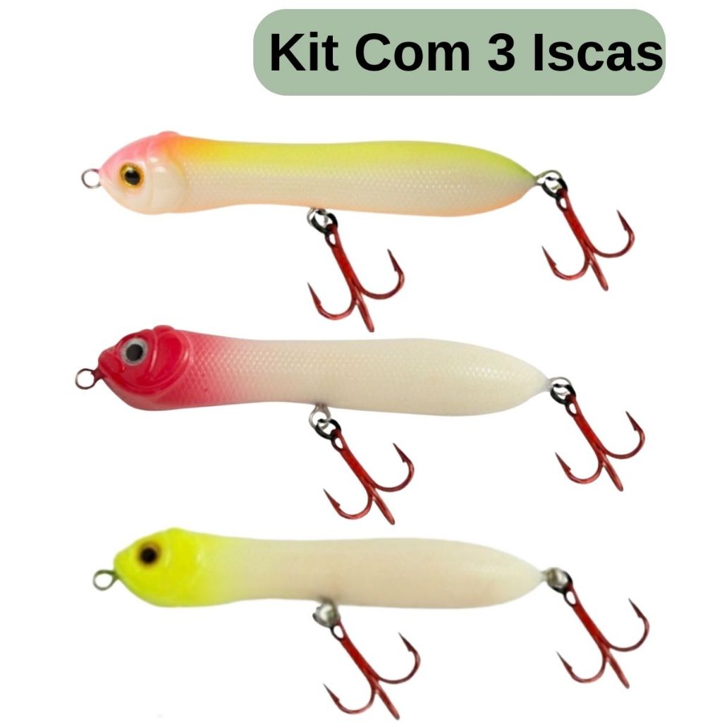 Kit 3 Isca Artificial De Superfície Para Pesca De Tucunaré Traíra Zig Zara Zarinha 9Cm Com Chocalho