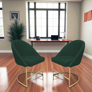 Kit poltrona lua base de ferro dourada sala salão recepção manicure em Oferta na Shopee