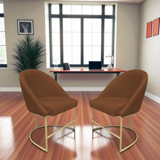 Kit com 2 cadeira poltrona lua base de ferro dourado reforcada veludo em Oferta na Shopee