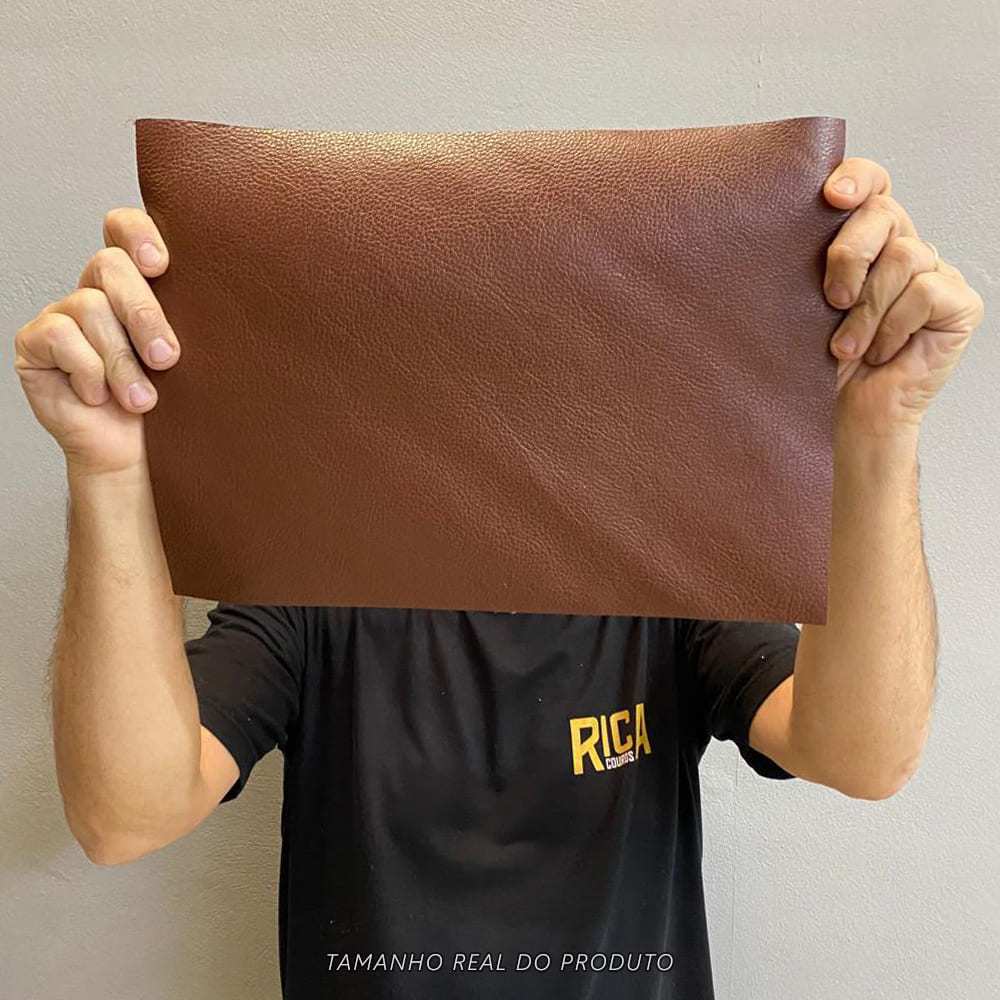 Kit 2 Placas Couro Genuíno 25x35cm tipo Floater - Painel Retalho Couro Bovino - Textura Encorpada - 14/16 linhas