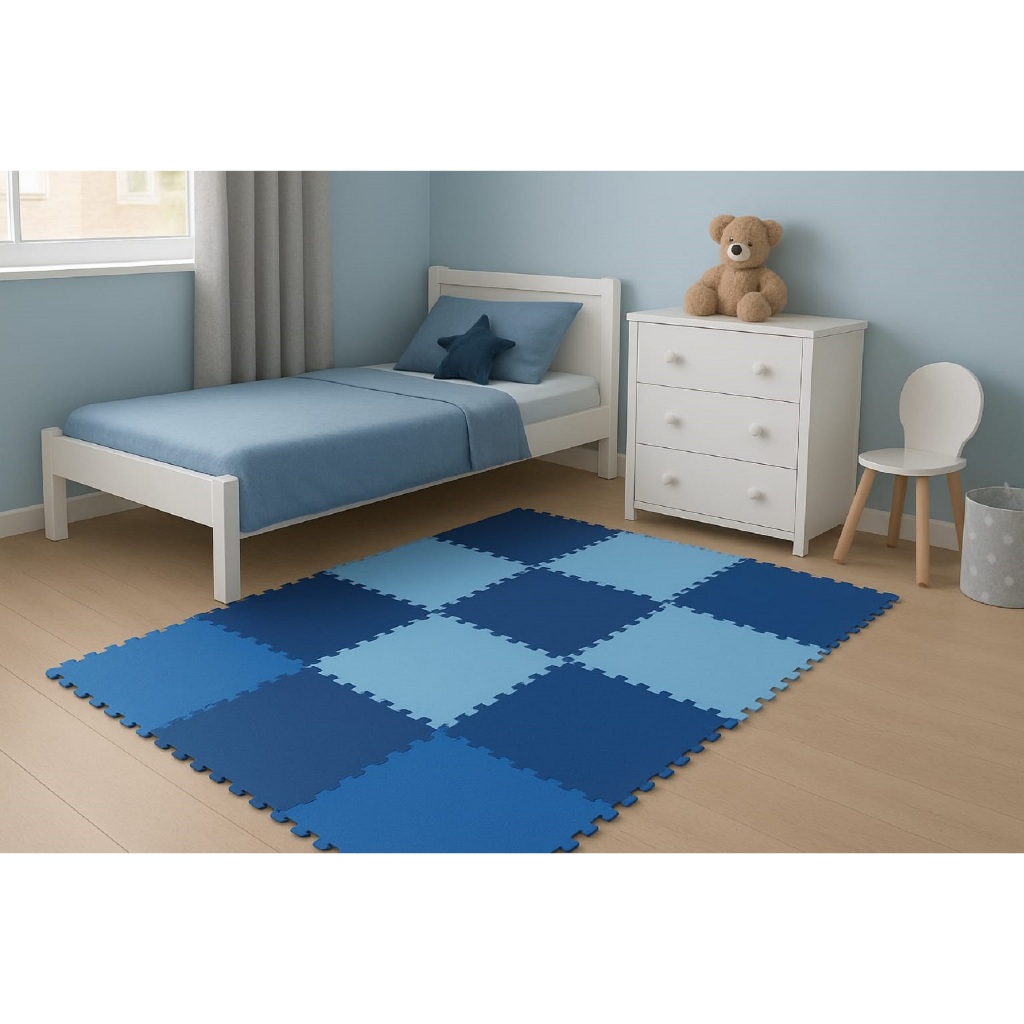 Kit 8 Tatames Tapetes Eva Tons De Azul Infantil Meninos 50x50x1cm 10mm Infantil Bebê Criança em Oferta na Shopee