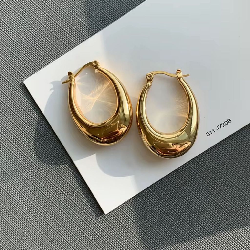 Brinco Feminino Argola Geométrica Aço Inoxidável Elegante Moda Mulher BR91