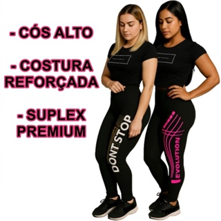 Kit 2 Leggings Fitness Femininas Estampada Leg Suplex de Alta Qualidade Cintura Alta Estampas Sortidas Sem Transparência em Oferta na Shopee