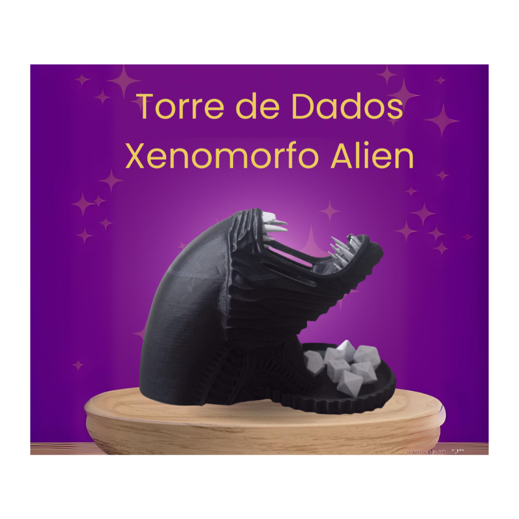 Torre de Dados  Xenomorfo Alien RPG Impressão 3D Decoração Nerd Alien Geek