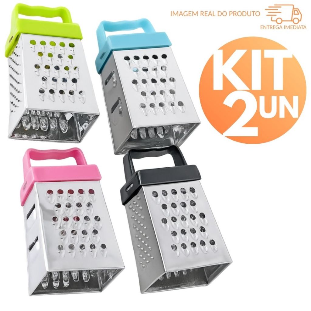 Kit 2 Mini Raladores Inox Coloridos para Cozinha – Portátil, Prático e Ideal para Queijos, Legumes e Temperos