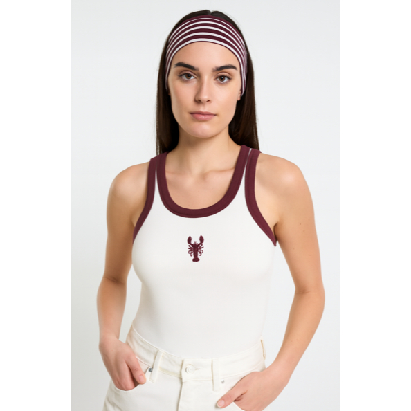 Regata Feminina Ribana Bordada Viés Contrastante