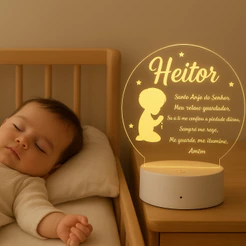 Luminária LED 3D Personalizada com nome Heitor – Abajur Infantil Decorativo Quarto Menino