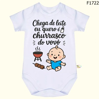 Body Bebê Frases Chega de Leite Eu Quero é Churrasco do Vovô SF1722 em Oferta na Shopee