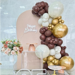 Kit balão de aniversário 114 Bexigas - Bege, marrom e dourado. em Oferta na Shopee