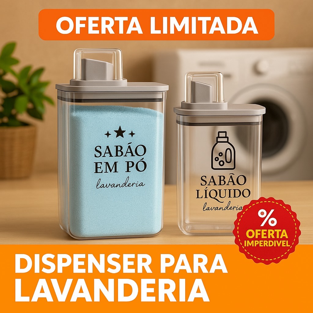 Dispenser Organizador Lavanderia 2,3 litros ou 1,5 Litros Acrílico - Produtos Limpeza Amac...