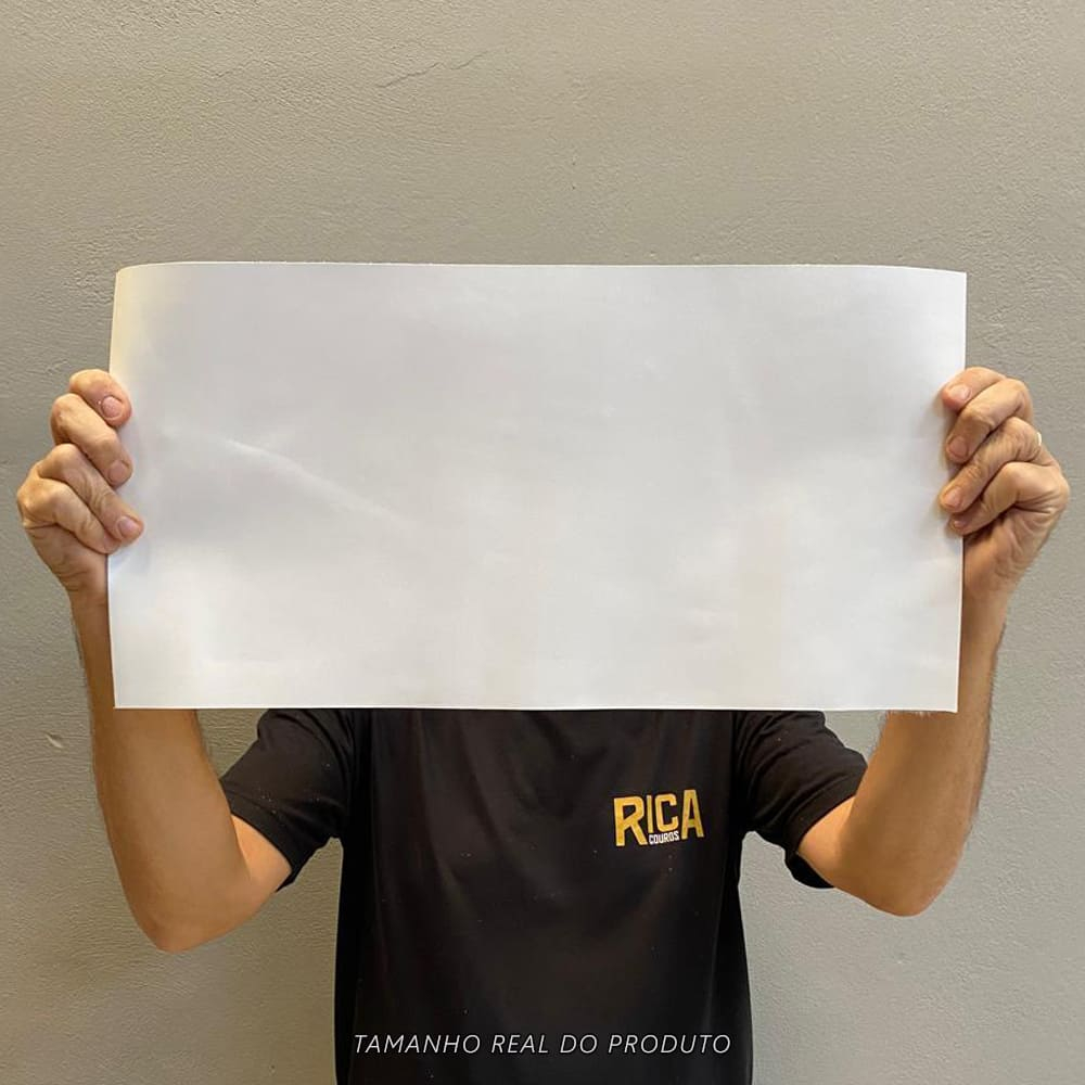 Painel de Couro Legítimo Tipo Madri - 25x50cm Retalho – Placa Textura Leve - Cor: Branco