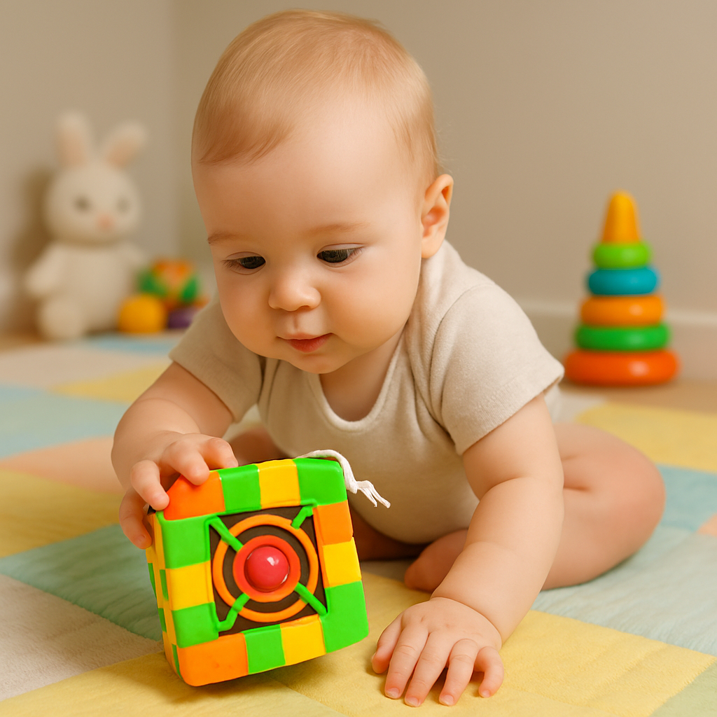 Cubo Educativo com Chocalho para Bebês – Brinquedo Sensorial Colorido, Estimula Coordenação Motora e Desenvolvimento