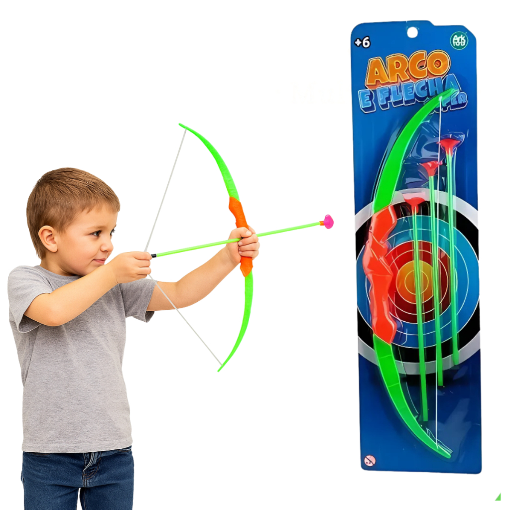 Arco e Flecha Brinquedo Infantil 3 Flechas Com Ventosa Menino Presente