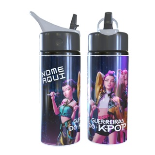 Garrafa Squeeze de Alumínio Guerreiras K-Pop Huntrix - Saja Boys com Nome Personalizado 600ml em Oferta na Shopee