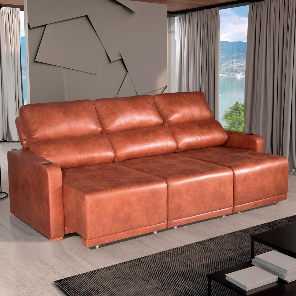 Sofá 4 Lugares 2,50m Retrátil e Reclinável Lyon Bom Pastor em Oferta na Shopee