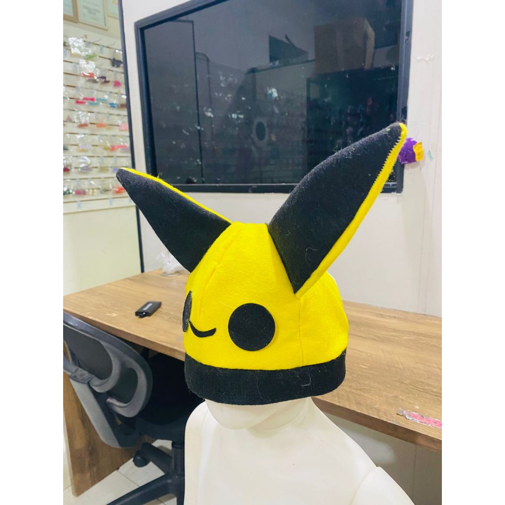 Fantasia Touca Capacete Pikachu Pokemon de Feltro