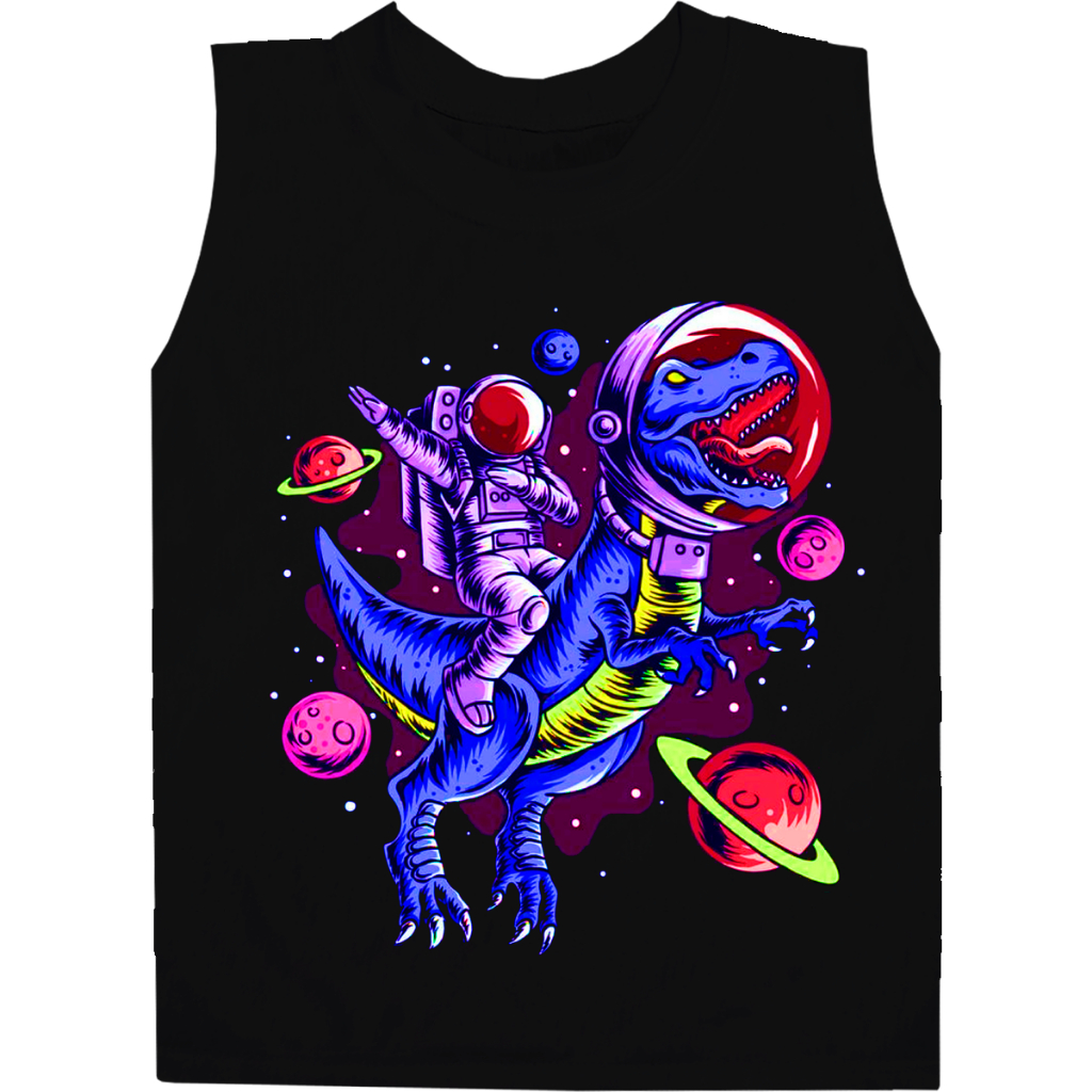 Regata Camisa masculina Básica Camiseta Qualidade 100% Algodão Estampa Dinossauro Astronauta 2 ao GG