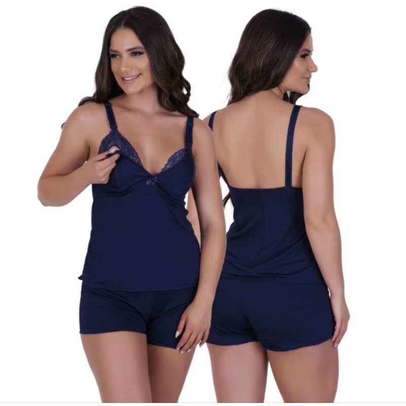 Baby Doll amamentação pós parto pijama gestante saída de maternidade conforto para amamentar grávida recém nascido em Oferta na Shopee