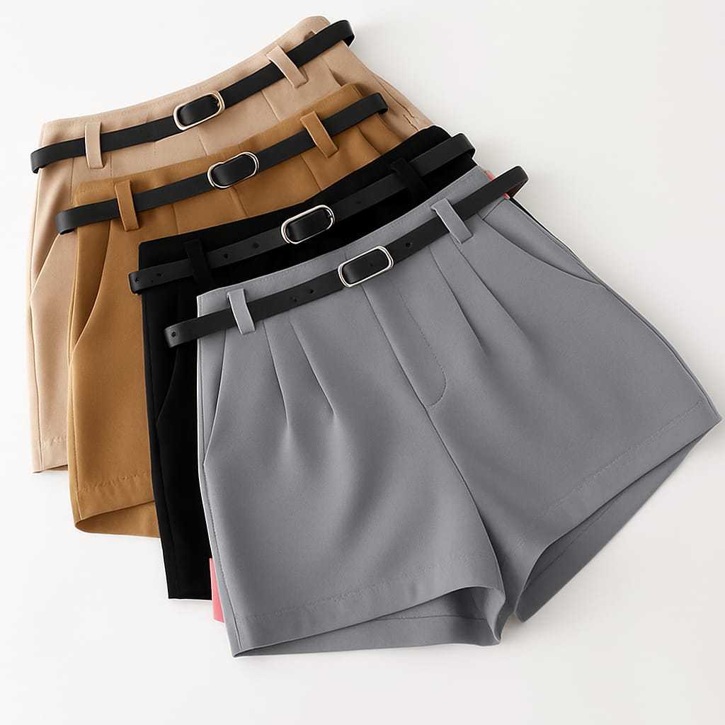 SHORT ALFAIATARIA FEMININO COM CINTO FINO SOCIAl VERAO em Oferta na Shopee