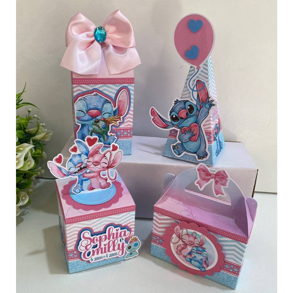 Kit Festa Personalizada Stich /personalizados stich e angel /caixinha de aniversário /caixa milk