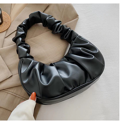 Sacos De Moda Nuvem Pregueada Mão Para Mulheres Couro Sólido Cor De Lazer Ombros em Oferta na Shopee