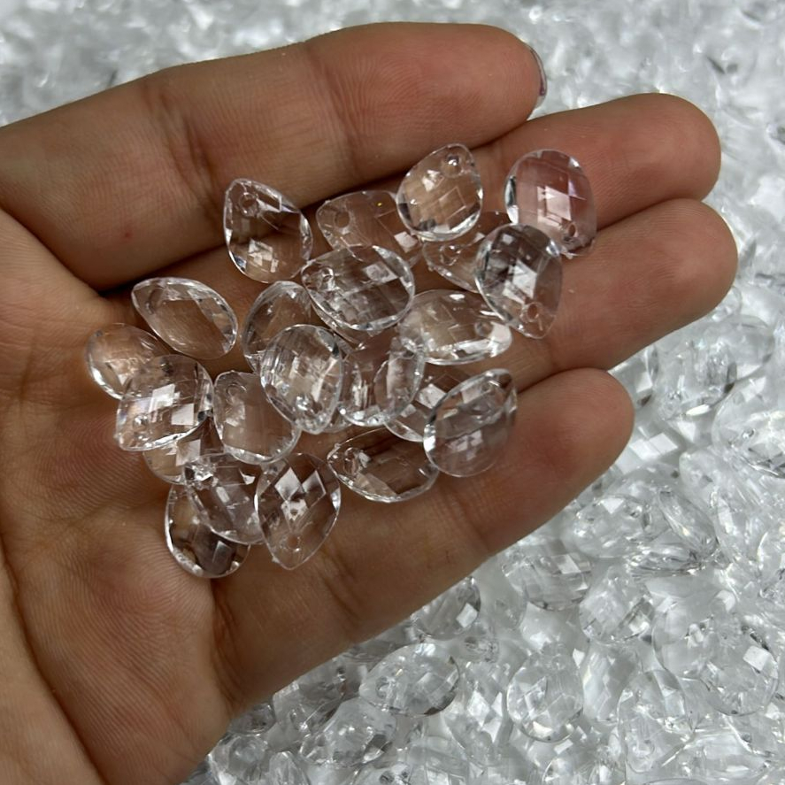 Mini Gota Sextava Cristal Transparente Pingente 8x12mm Artesanato em Oferta na Shopee