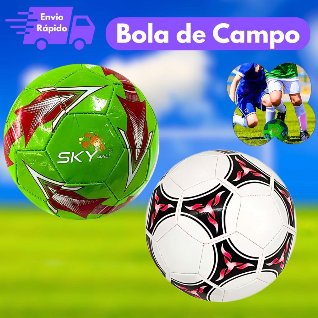 Kit 2 Bolas De Futebol Para Campo Tamanho 5 PVC Cores Sortidas