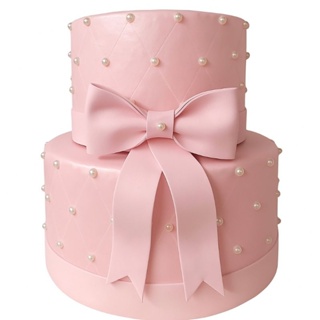 Bolo Fake Falso Rosa Claro Perolado Neutro 2 andares em Oferta na Shopee