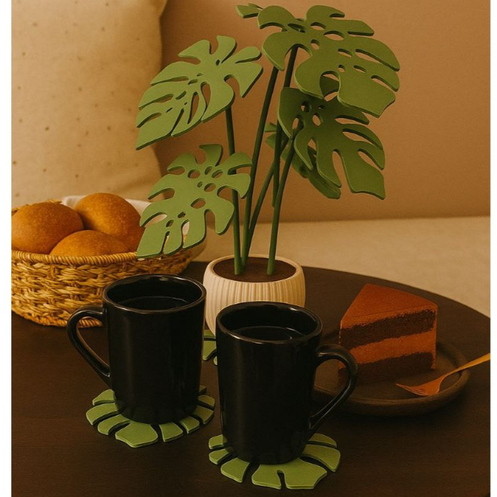 Vaso Decorativo Monstera (Costela de Adão) 2 em 1 - Decoração + Porta-xícaras/Copos Criativo