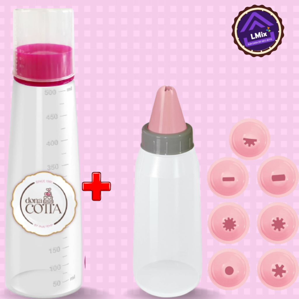 Kit Confeiteiro Bisnaga Regador de Massas + 8 Bico Decorador