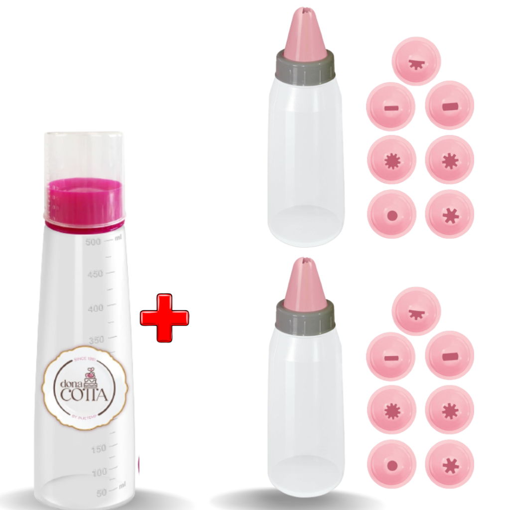 Kit Confeiteiro Bisnaga Regador de Massas + 2 Bisnagas com 8 Bico Decorador