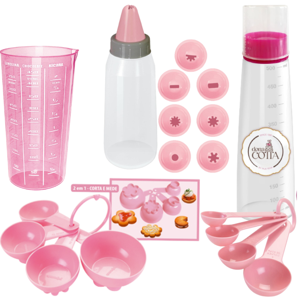 Kit Confeiteiro Regador Bico Decorador Copo Colher Medidas