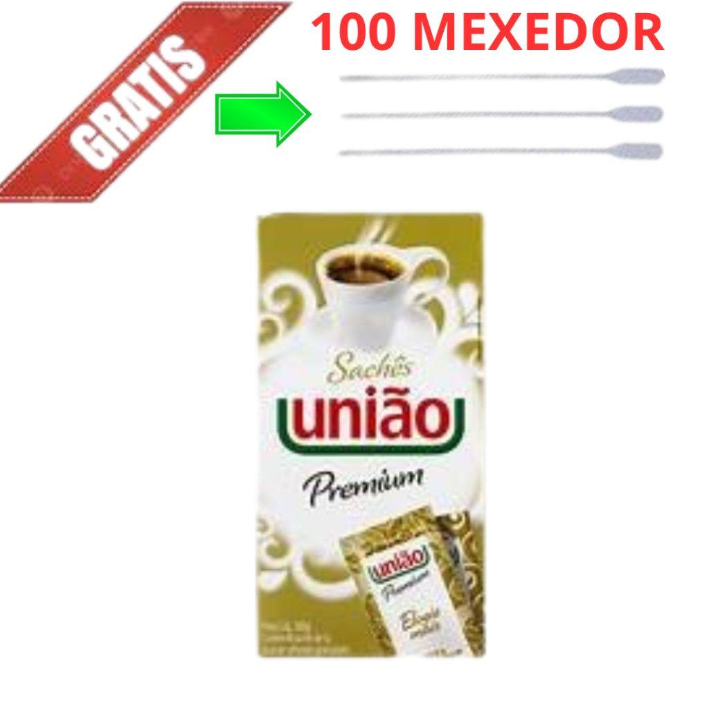 Açúcar União Sache c/ 5g com 100 unidades (GRÁTIS 100 MEXEDOR MINI CANOA 8,5 CMS) em Oferta na Shopee