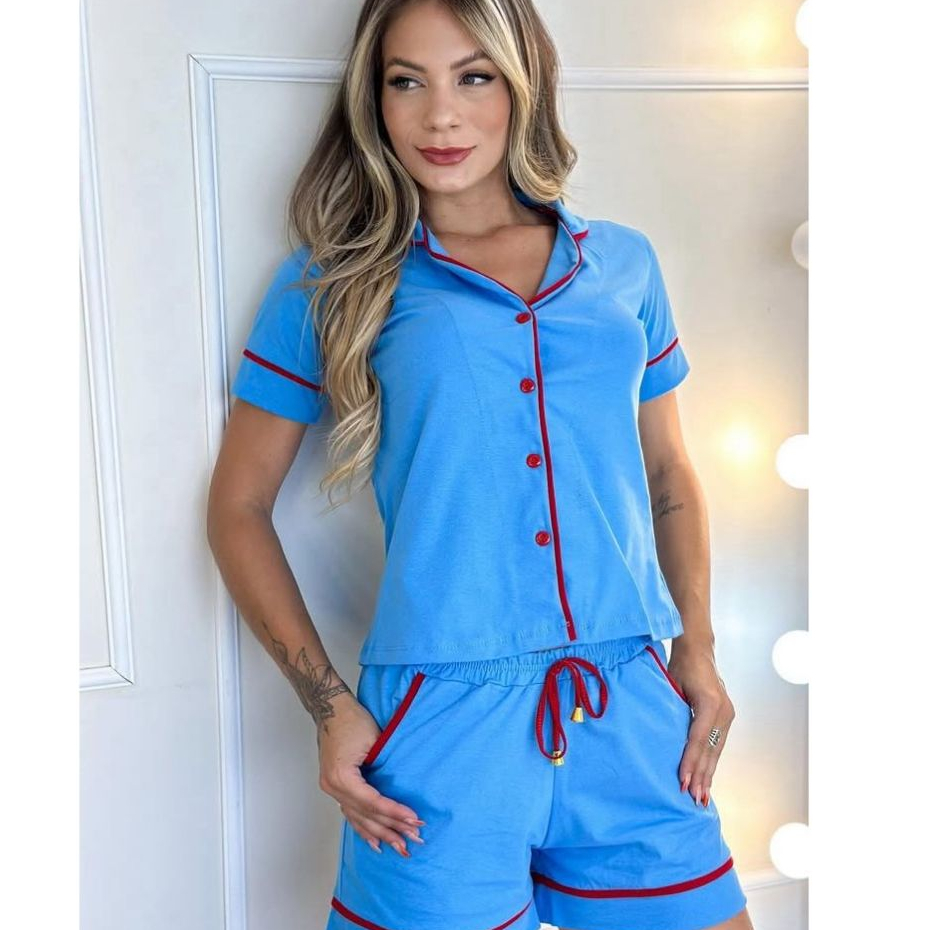 Pijama Feminino Short Doll Algodão com Botões – Conforto, Estilo e Qualidade Premium”
