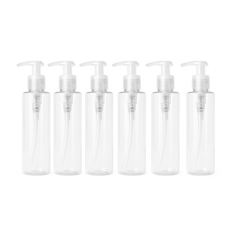 Kit 06 Frascos Pet 100ml Transparente + Válvula Pump