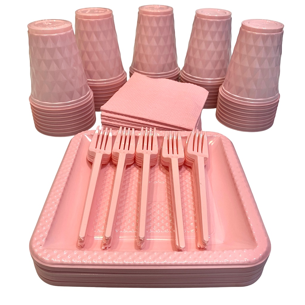 Kit Festa 180 itens - 40 Pratos 40 Copos 50 Garfinhos 50 Guardanapos Descartáveis Aniversário Candy em Oferta na Shopee