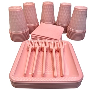 Kit Festa 180 itens - 40 Pratos 40 Copos 50 Garfinhos 50 Guardanapos Descartáveis Aniversário Candy em Oferta na Shopee