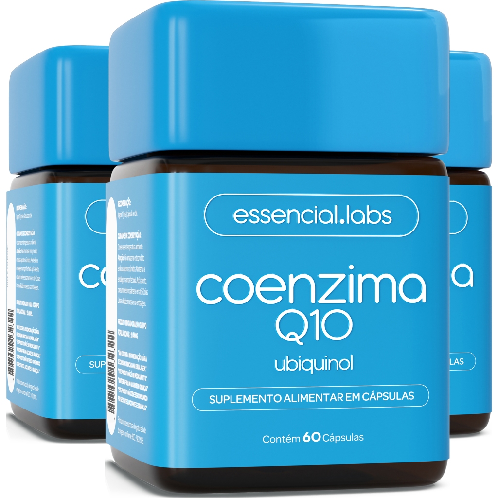 03 POTES DA COENZIMA Q10 UBIQUINOL 100mg POR CÁPSULA – 60 CÁPSULAS – FÓRMULA AVANÇADA COM 100% DE PUREZA