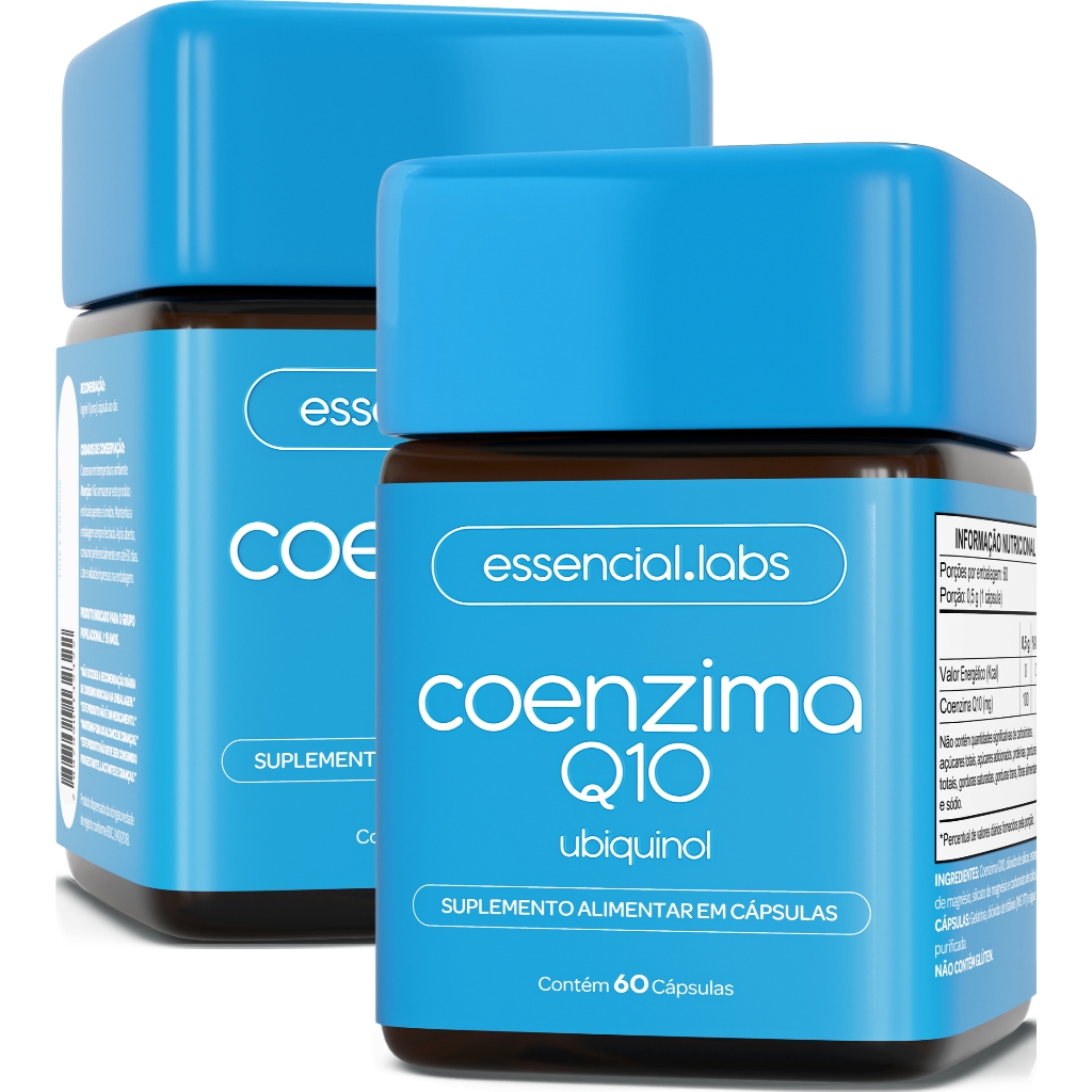 02 POTES DA COENZIMA Q10 UBIQUINOL 100mg POR CÁPSULA – 60 CÁPSULAS – FÓRMULA AVANÇADA 100% PURA