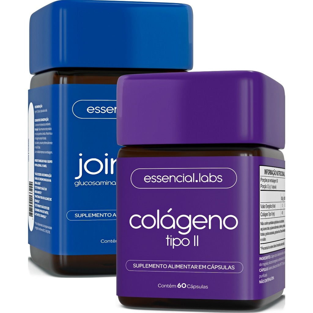 KIT JOINT FIX COM GLUCOSAMINA, CONDROITINA E MSM - 120 CÁPSULAS + COLÁGENO TIPO II COM 45MCG - 60 CÁPSULAS