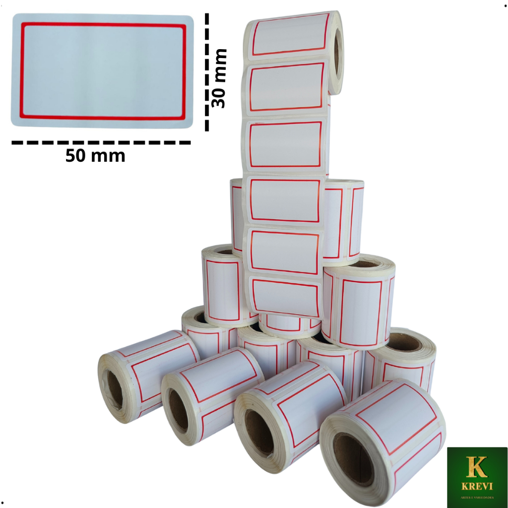Milheiro Etiqueta Adesiva multiuso para Preço 50x30mm tarja vermelha fundo branca de preço uso geral