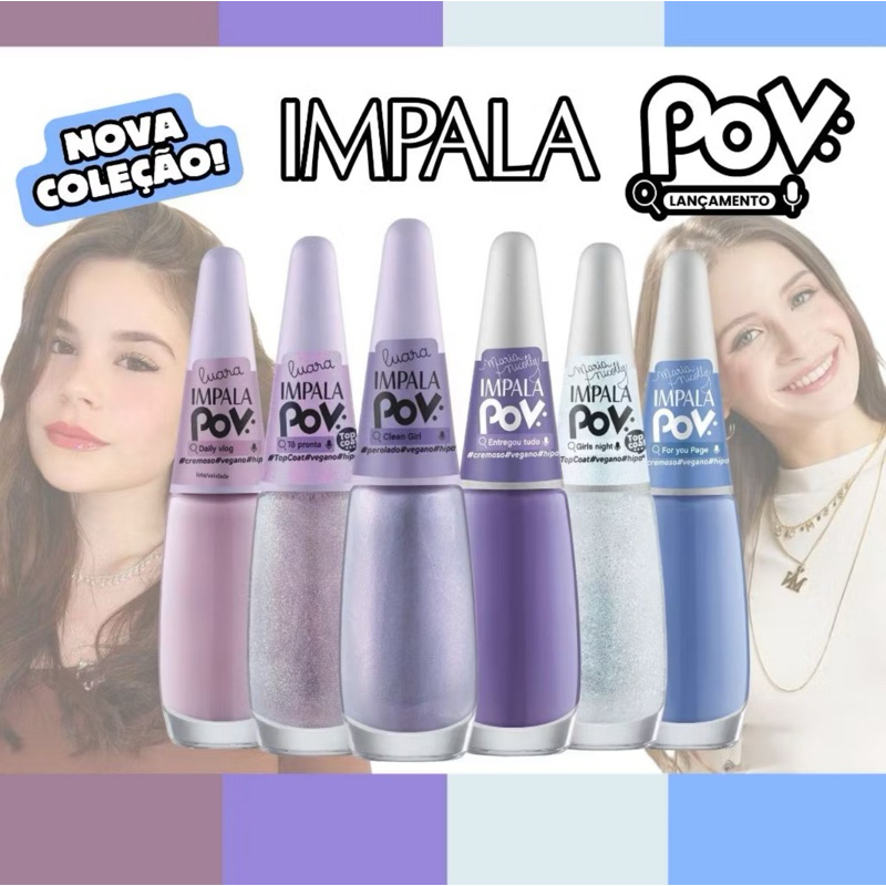 Esmaltes Impala Pov Kit 6 Cores Nova Coleção Atacado Luara Maria Nicolly Lilás Roxo - Escolher Cor