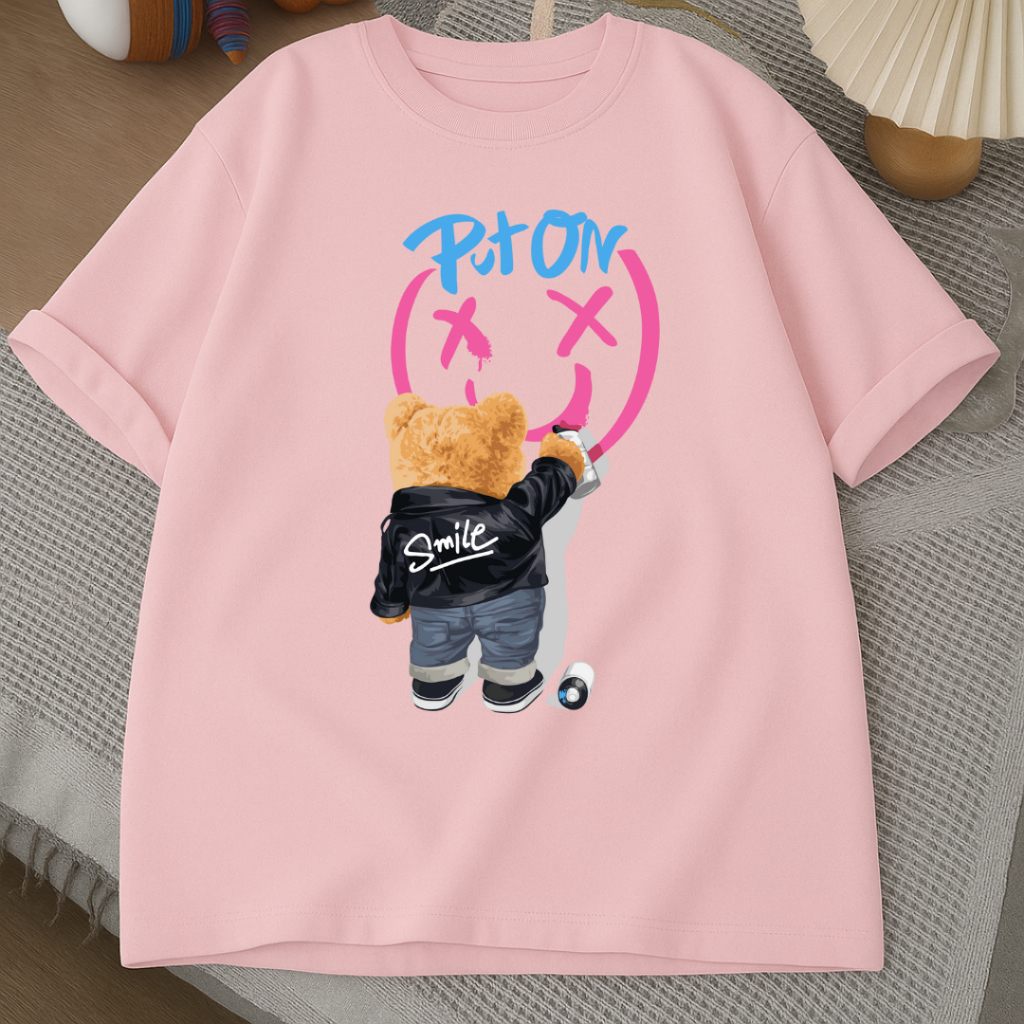 Camiseta Urso Básica Masculina Urbana Estilo Casual Estampada Manga Curta Slim Fit Leve