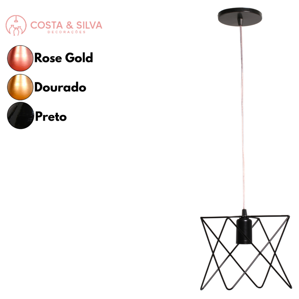 Pendente Aramado Estrela Lustre de Teto Luminária Lustre Cabo Cristal